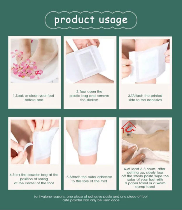 100% Merbal & Gentle Ingredient Detox Foot Pads (1 BOX = 20 PATCHES-BUY 1 GET 3 FREE)